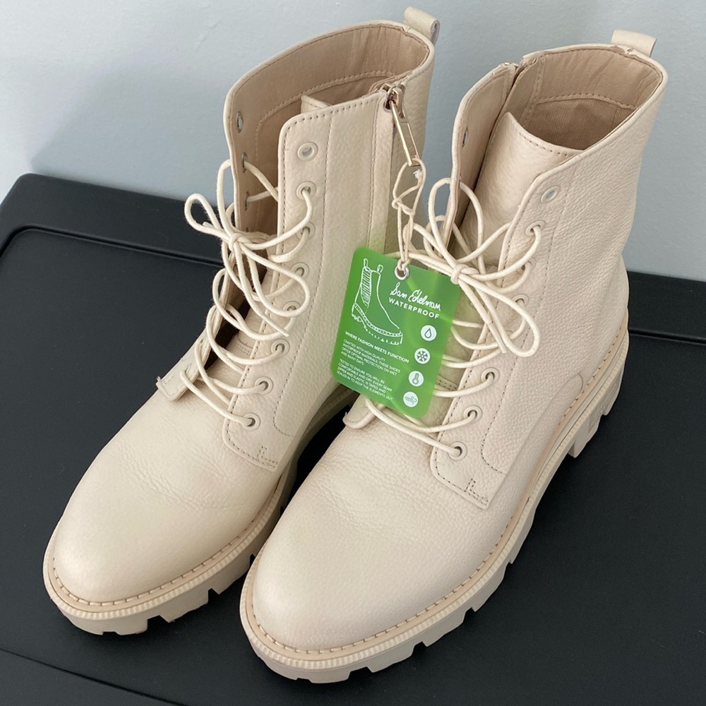 Sam Edelman Garrett Leather Waterproof combat boots 8.5 like new
